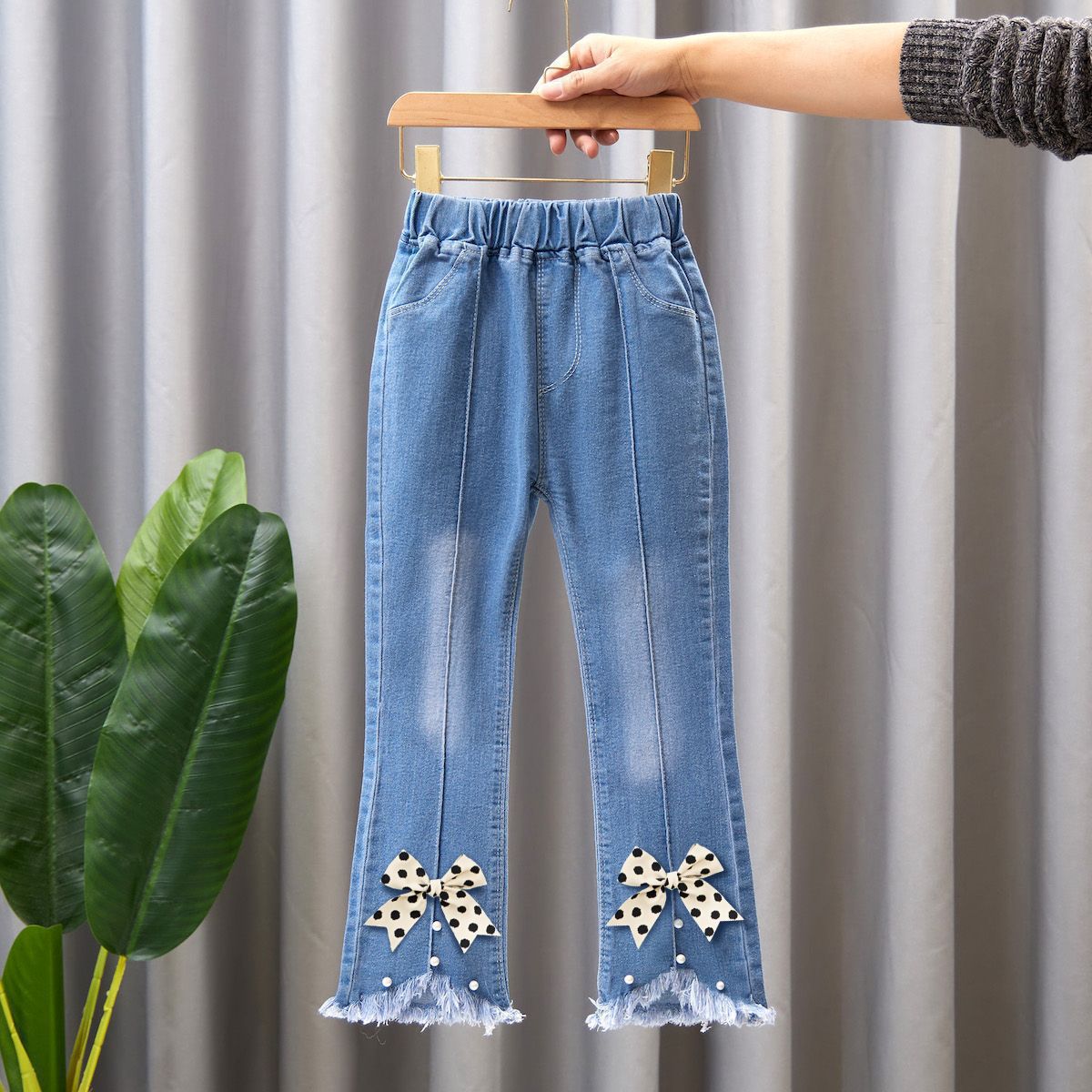 Children's Clothing Wholesale Girls' Jeans Spring and Autumn New Style Medium and Large Children's Slim Pants Baby Casual Girls' Flared Long Pants