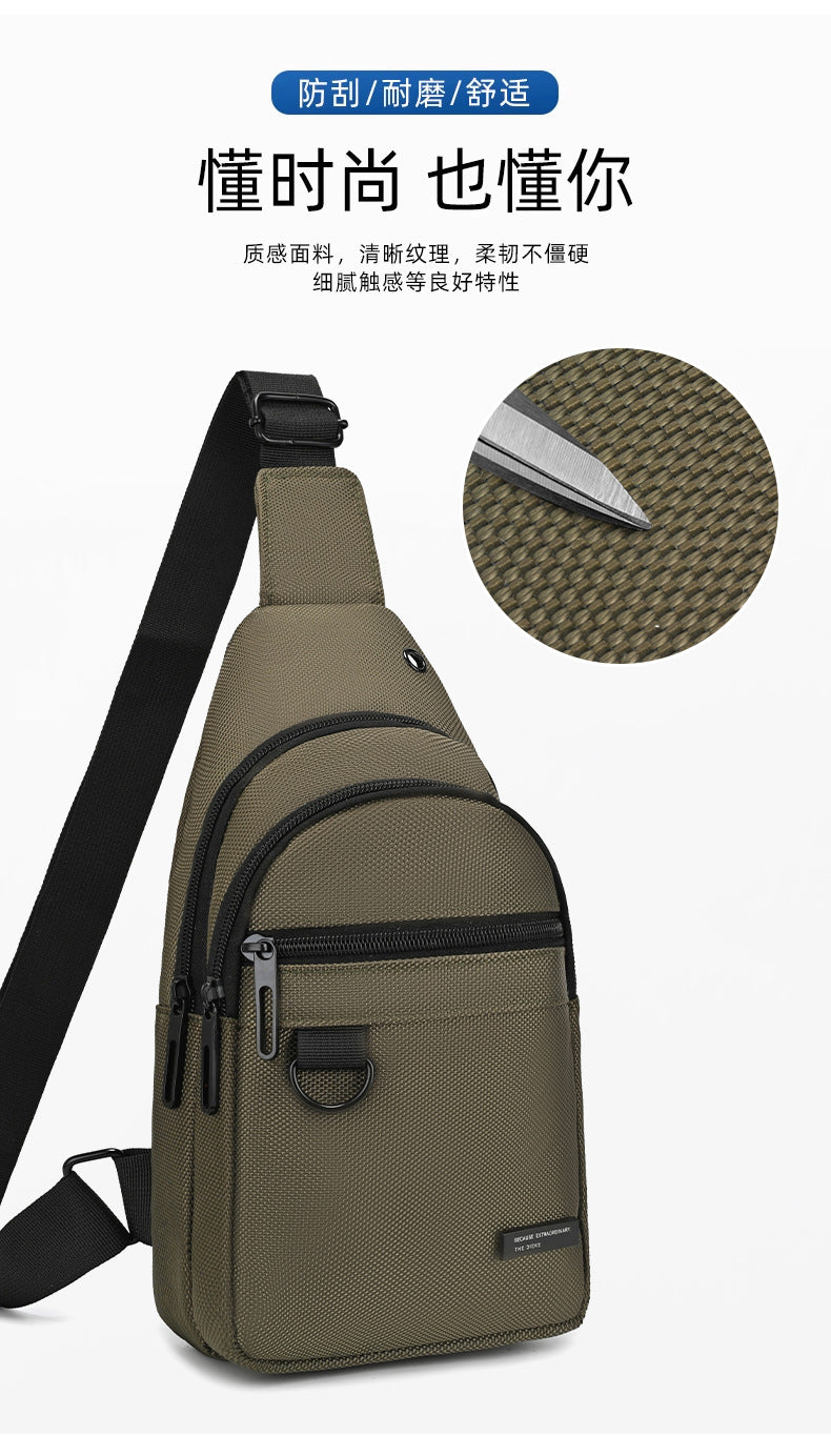 Silk Chest Bag Autumn New Large Capacity Casual Men's Bag Lightweight Simple Water-Resistant Oxford Cloth Crossbody Backpack