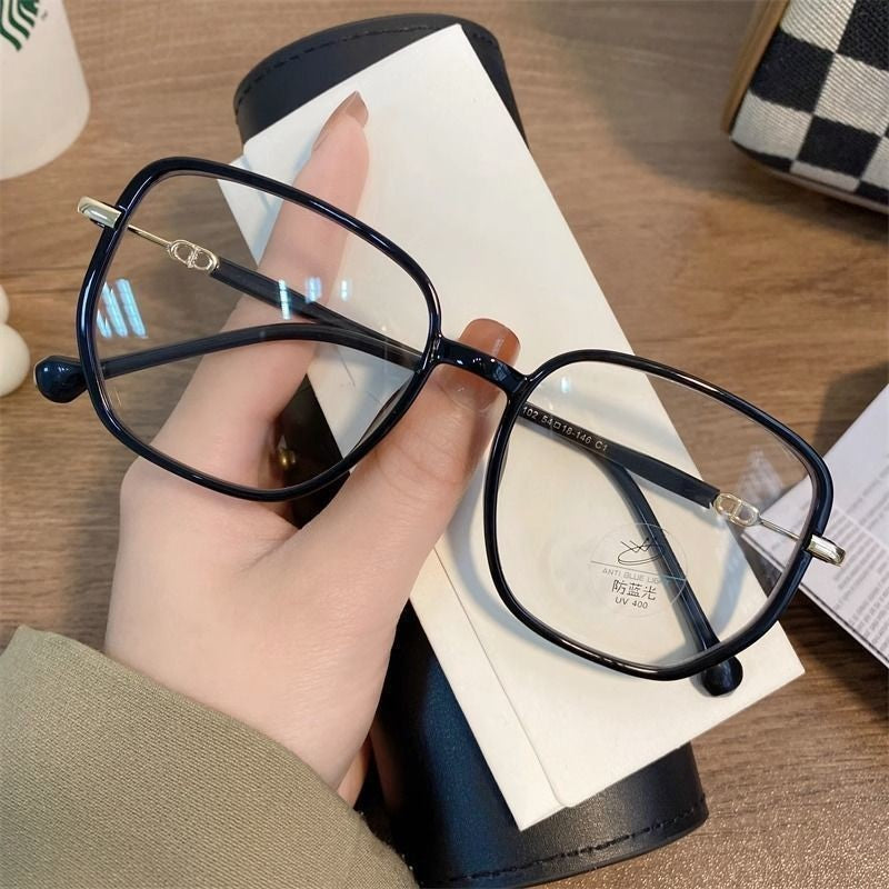 Starry Sky Glitter Glasses for Women with Myopia, Can Be Fitted with Prescription or Non-Prescription Lenses, Suitable for Round Faces, No-Makeup Essential, Fashionable Eyeglass Frames
