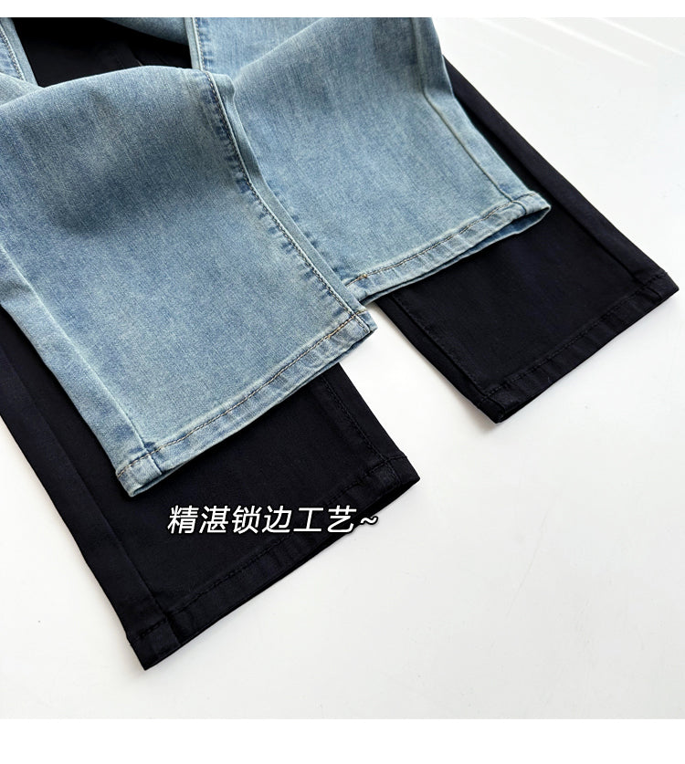 Thin and Soft Mask Pants！Summer Thin Jeans for Women Slimming Petite Nine-point Narrow Straight-leg Pants