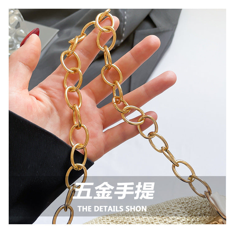South Korea ins Vintage Woven Tote Bag Straw Bag Large Capacity Underarm Bag Shoulder Bag Vacation Style Beach Bag for Women