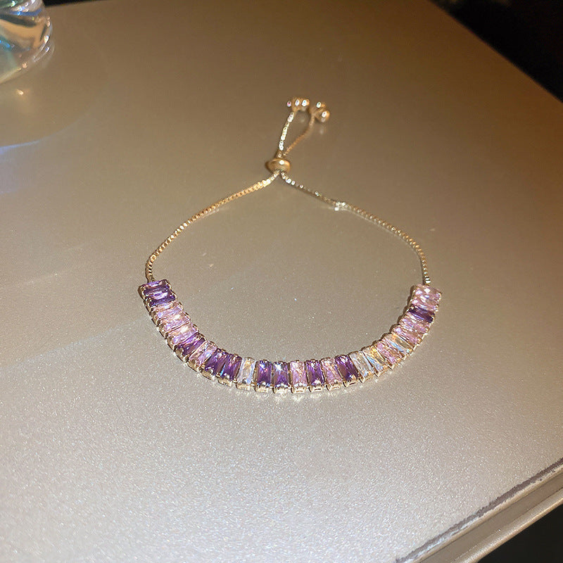 Xiaohongshu Same Style Hot-Selling Zircon Bracelet Light Luxury Niche Exquisite High-End Feel Adjustable Pull Jewelry for Women
