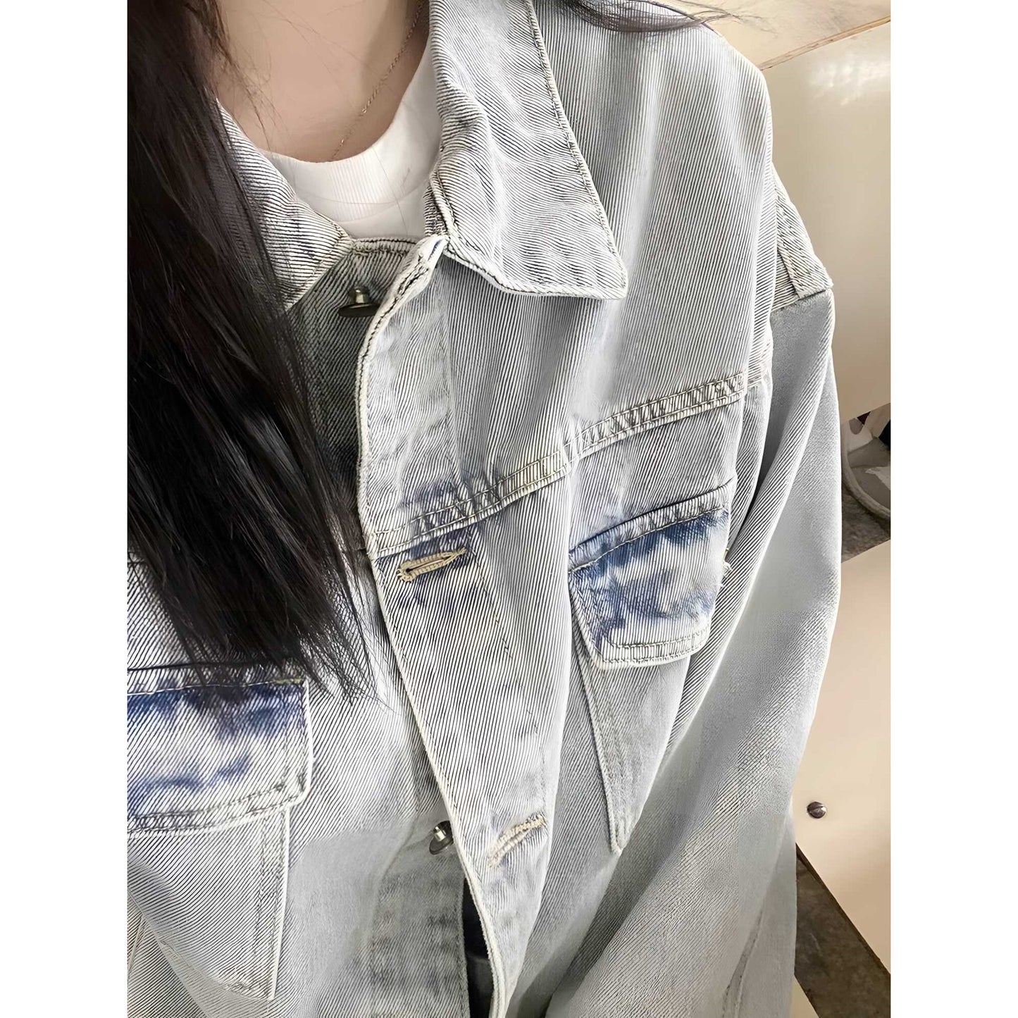 American retro blue denim jacket for women, spring and autumn2025New Year's New Loose Casual Versatile Jacket Shirt Coat