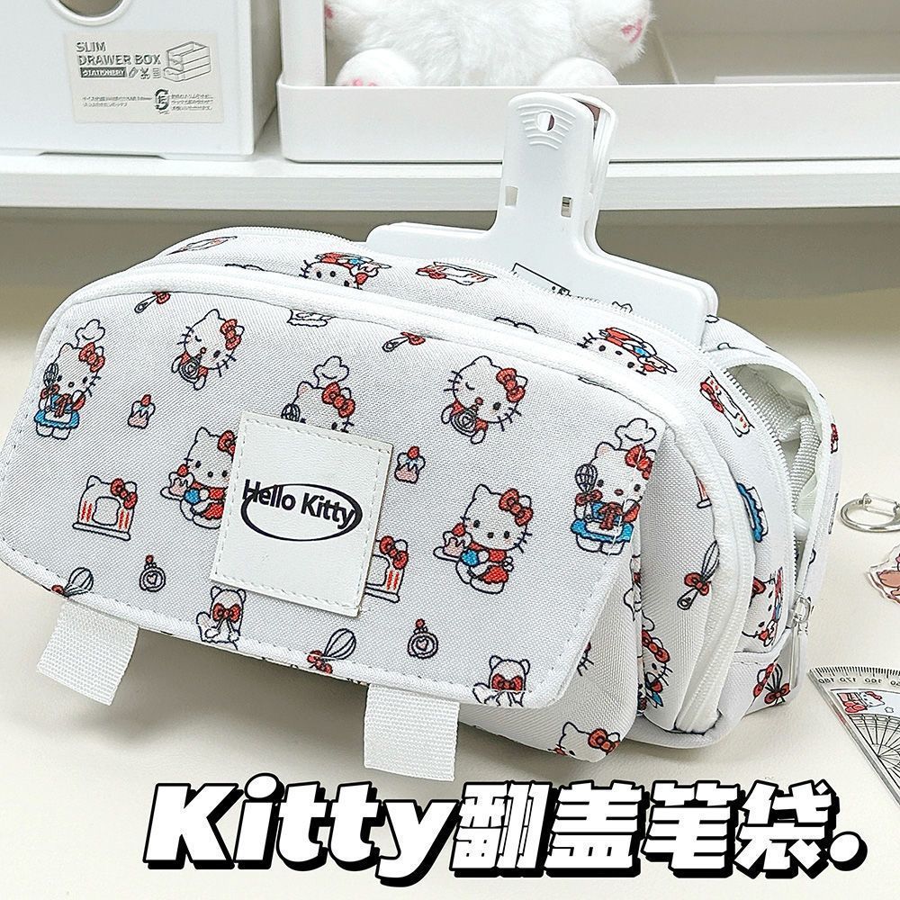 School Opening Season ins Good-looking kitty Cat Flip Pen Bag Multi-layer Stationery Box Large Capacity Student Pencil Storage Bag http://detail.1688.com/offer/939078878829.html