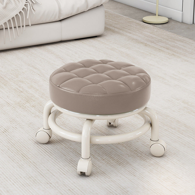 Universal Wheel Small Stool with Wheels, Low Stool for Home, Shoe Changing Stool, Living Room Children's Round Stool with Wheels, Silent Wheels