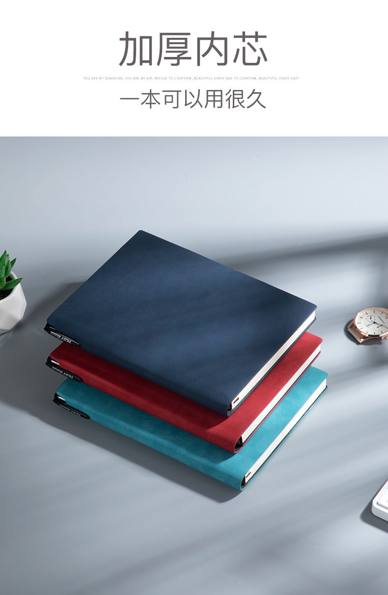 Custom Side Pen Slot Notebook logo Thickened Sheepskin Leather Notebook A5/A6Minimalist Business Journal