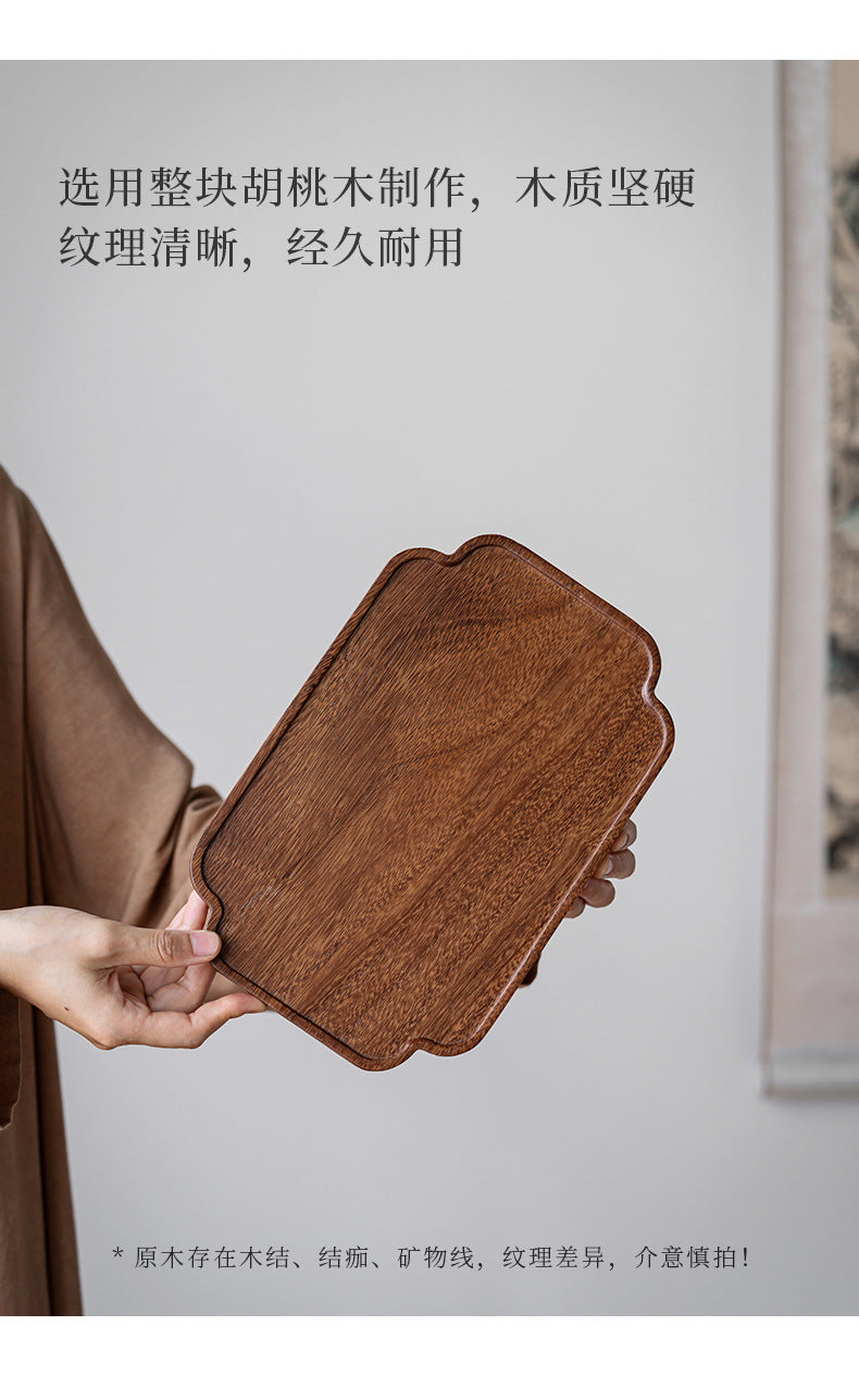 Walnut Tea Tray Minimalist Dry Tea Tray Cup Storage Tray Chinese Style Candy Dessert Fruit Tray Tea Room Tea House Wholesale