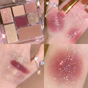 Capel Ice Cream Nine-Color Eyeshadow Palette Pearlescent Matte Rose Palette Under-eye Blush Oat Milk Tea Earth Pure Desire