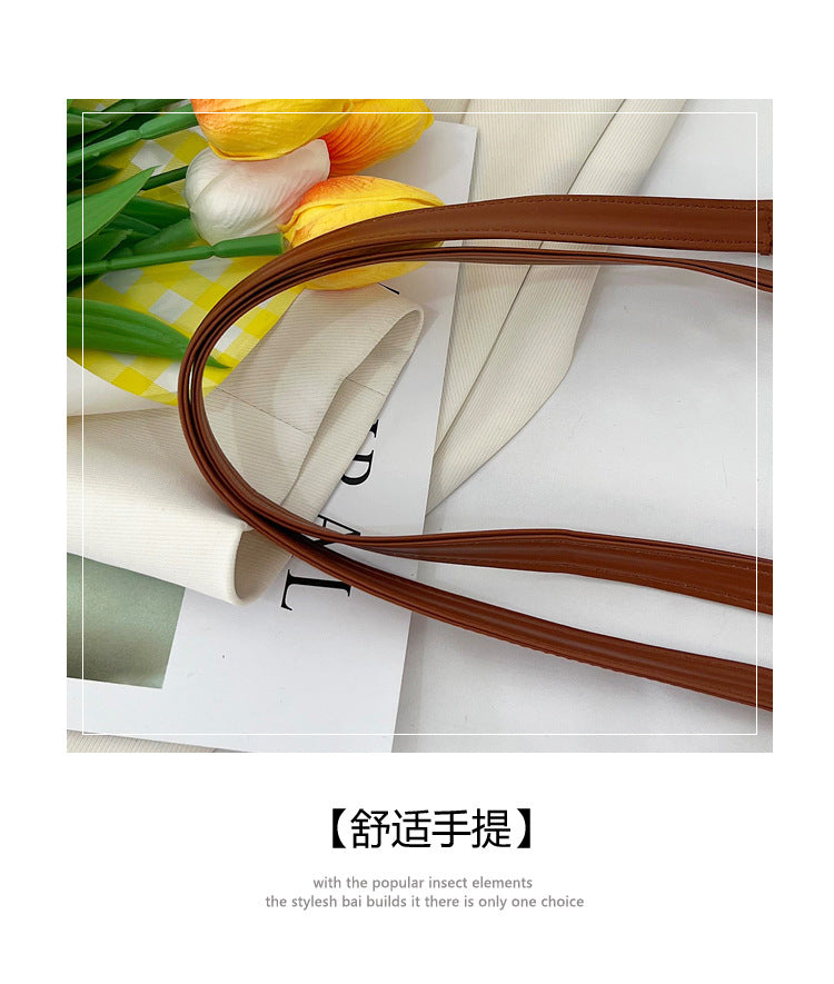 2025Women's Spring New Small Chanel Style Bag for Work Commute Versatile Straw Woven Large Capacity Wide Shoulder Strap Women's Single Shoulder Bag