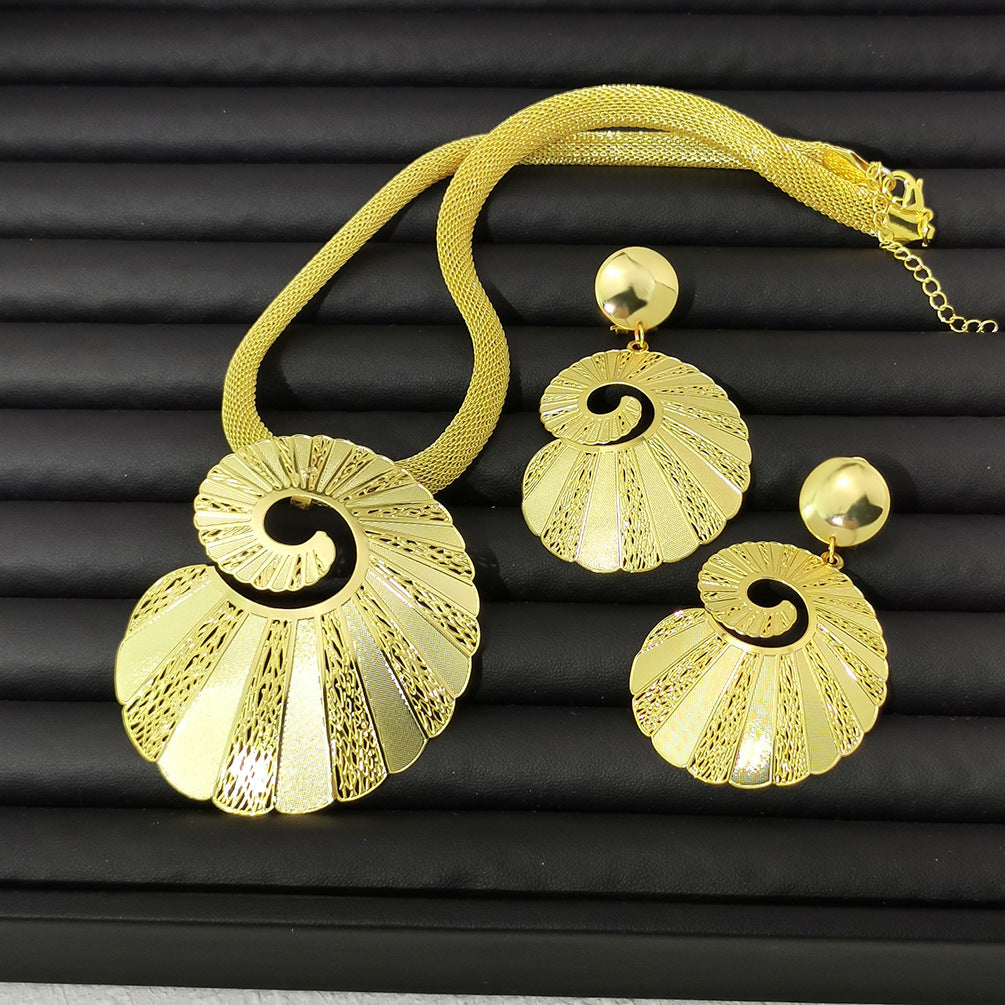 Various Dubai Sets for Women24K Gold Color Big Flower Pendant Necklace and Earrings Wedding Party African Set