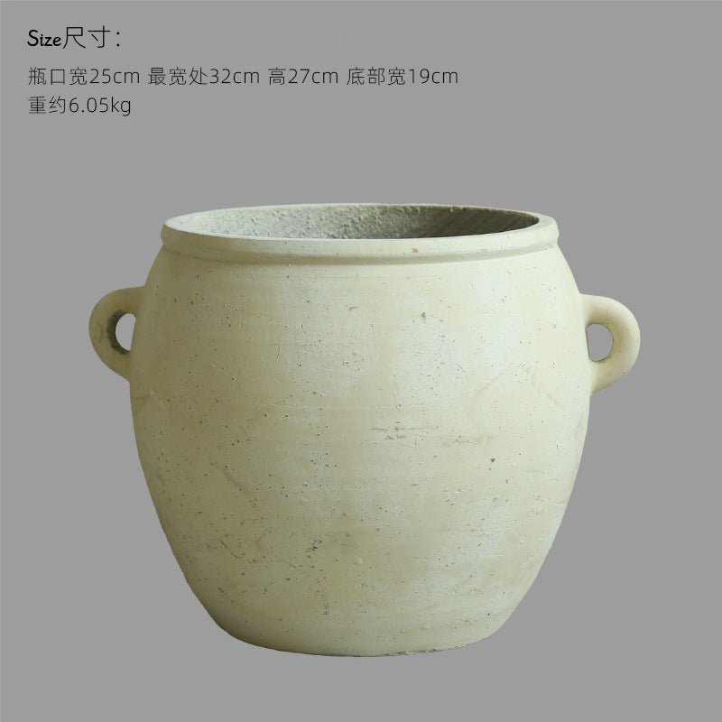Silent Wind Cement Vase Flower Pot Indoor Living Room Desktop Decoration Entrance TV Cabinet Homestay Soft Decoration Flower Arrangement Ornament