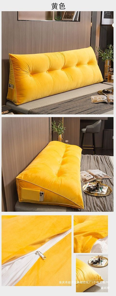 Triangular Bed Headrest Pillow Bed Cushion Double Backrest Soft Pack Waist Support Sofa Bedroom Plush Removable Washable Tatami