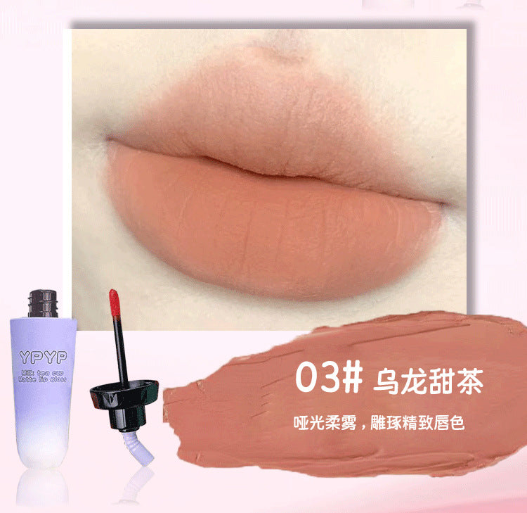 YPYP Milk Tea Cup Lip Mud Velvet Matte Matte Whitening Non-stick Cup Lipstick Lip Glaze Student Party Affordable Makeup Women