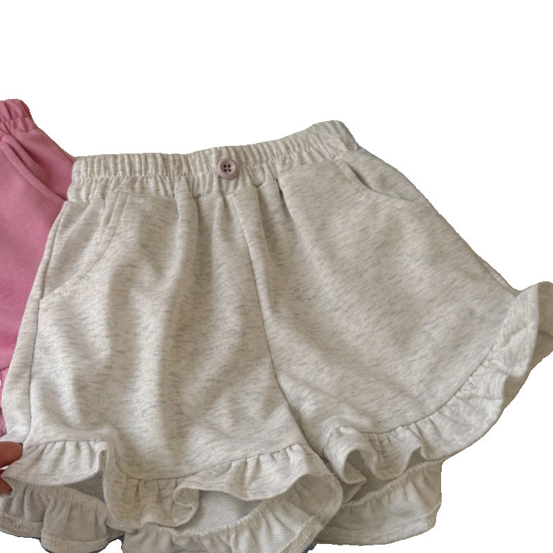 Shorts2024New Style Girls' Summer Outfit Pure Cotton Loose Fit Internet Celebrity Thin Fashionable Versatile Girl's Lace Pants