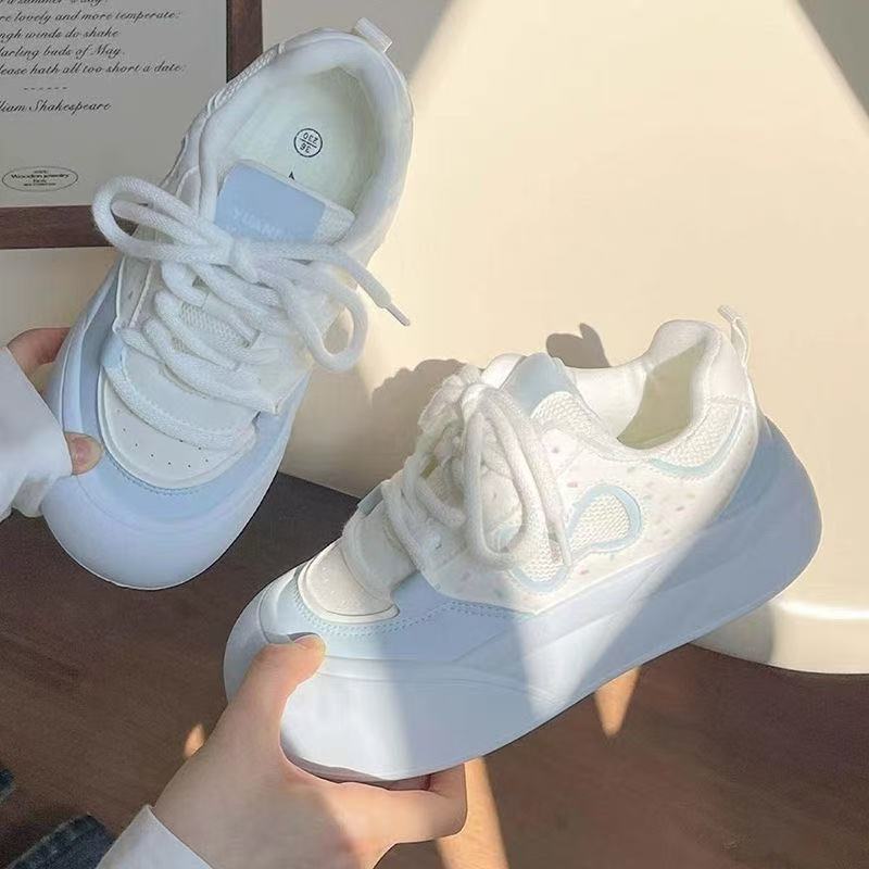 Women's Thick-Soled Height-Increasing White Sneakers2025New Autumn Milk fufu Shoes Casual Sports Sneakers Big Toe Loafers