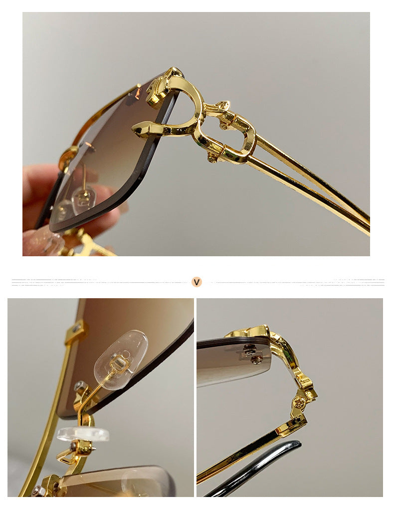 European and American Cross-Border Hot-Selling Double-Beam Edge-Cut Sunglasses for Men Wholesale Trendy Personality Sunglasses for Women sunglasses