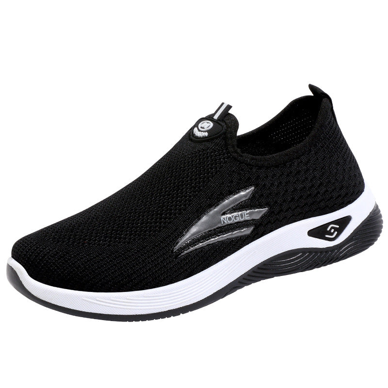 Old Beijing Cloth Shoes for Men, Slip-On Woven Surface Walking Shoes, Elderly Shoes, Non-Slip Soft Sole Casual Sports Shoes