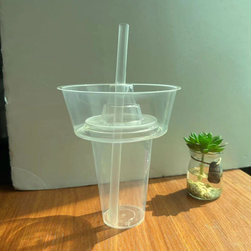 Internet Celebrity Smoking Cup Thumb Fried Bun Coke Cup Thickened Walking Hot Pot Cup Cold Drink Fruit Cup Tray Bowl Smoking Vegetable Cup