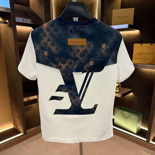 Men's Light Luxury Design Round Neck Short Sleeve T Trendy Loose Fit Hong Kong Style Shirt Top Versatile Niche Fashion Brand Dream Wei