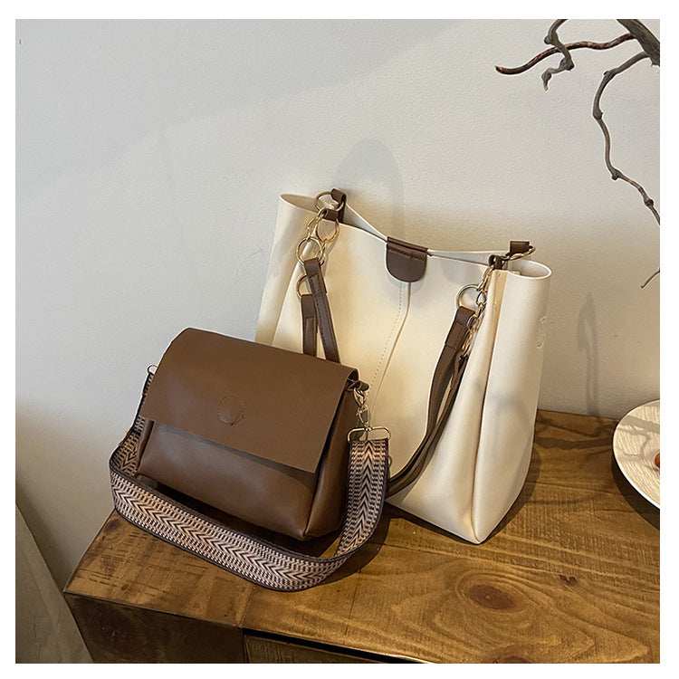 Women's two-piece large capacity bag set2024New Fashion Commuting Handbag Simple Casual Shoulder Tote Bag for Women