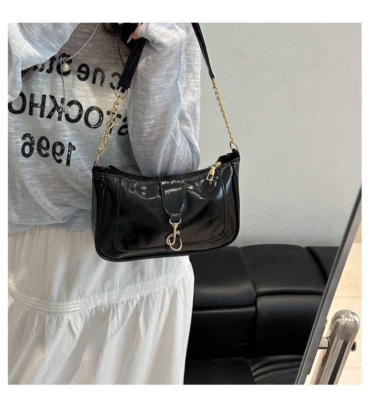French Design Glossy Women2025Summer New Trendy Fashionable Elegant Single Shoulder Underarm Handbag for Women