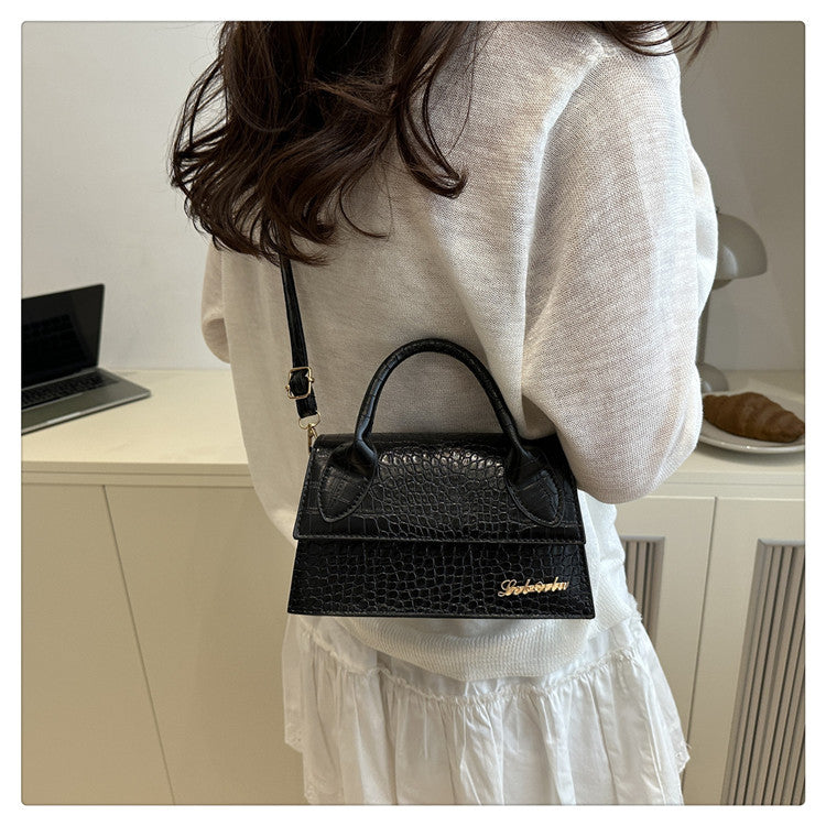Korean style stone pattern single shoulder bag for women2025New Textured Handheld Small Square Bag Versatile Fashion Simple Crossbody Bag