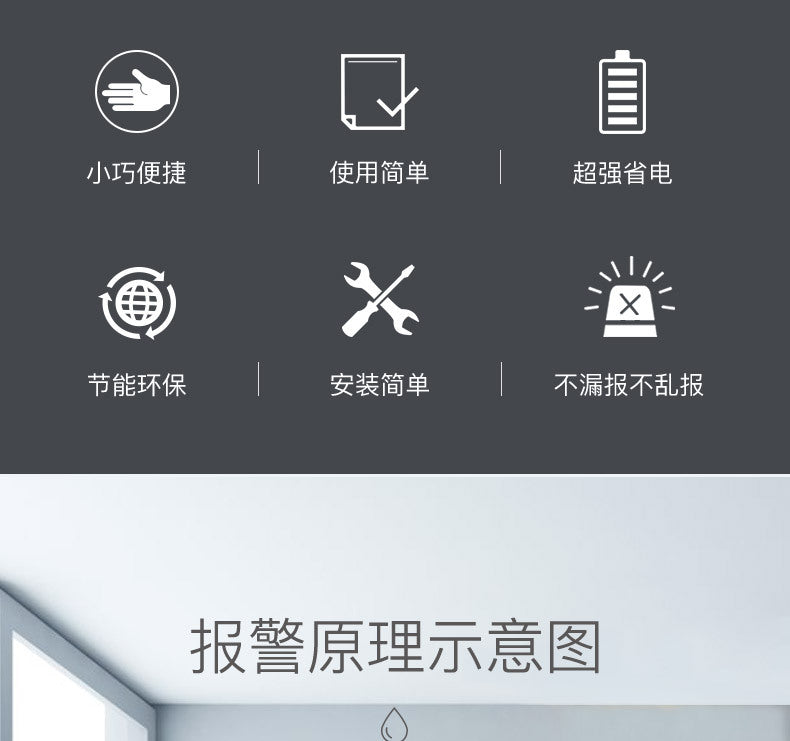Kerui Water Immersion Alarm Home Smart Home Full Water Leak Detection Alarm Factory Direct Sale Water Immersion Detection