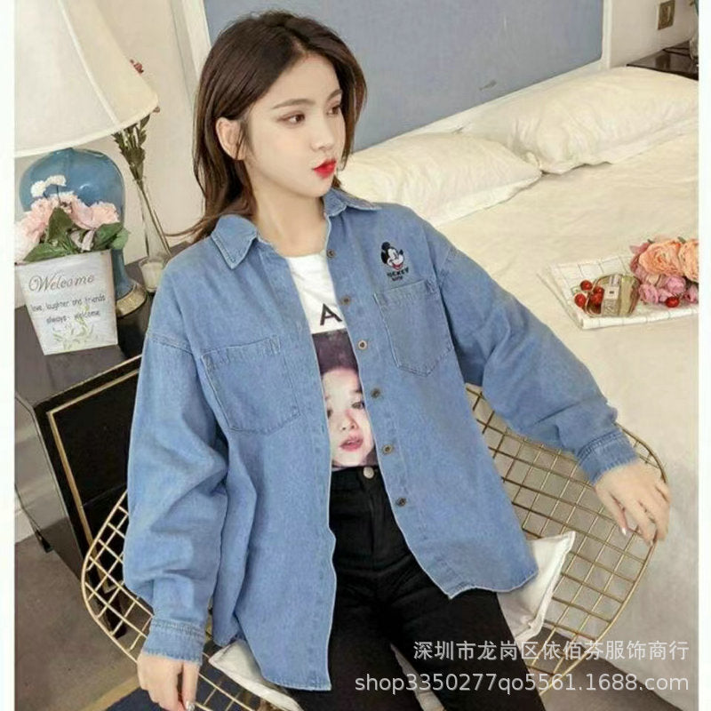Spring and Autumn Foreign Trade Cross-Border Women's Denim Shirt Trendy Brand Korean Version Street Style Denim Top Women's Export Miscellaneous Denim Jacket