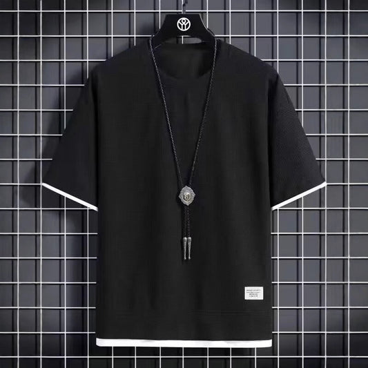 Chaolun Men's Short Sleeve Shirt t Summer Trendy Thin Breathable Shirt T Loose Waffle Short Sleeve Shirt
