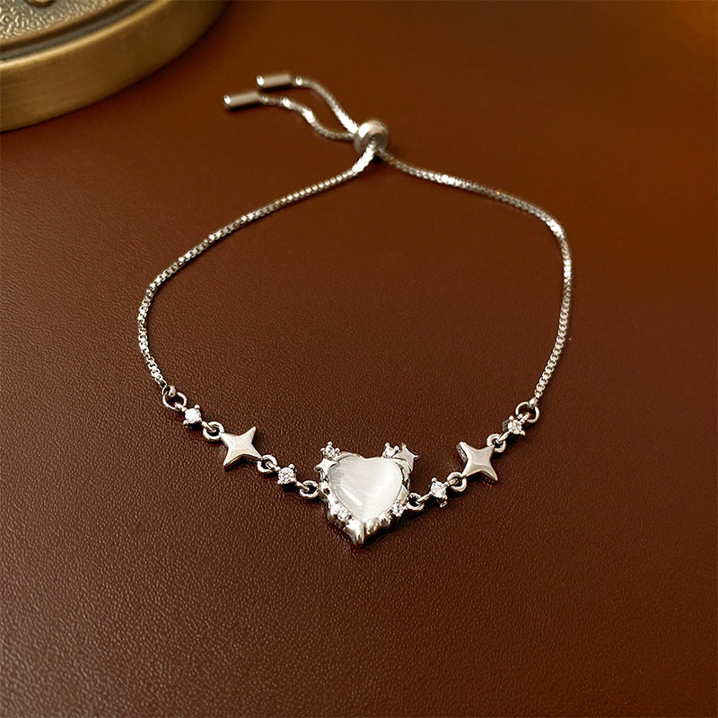 Xiaohongshu Same Style Hot-Selling Zircon Bracelet Light Luxury Niche Exquisite High-End Feel Adjustable Pull Jewelry for Women