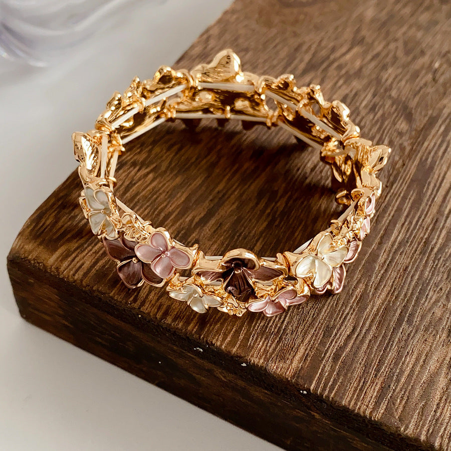 Irregular Geometric Oil Drop Flower Elastic Bracelet European and American Cross-Border Personality Design Bracelet Niche High-End Feel Jewelry