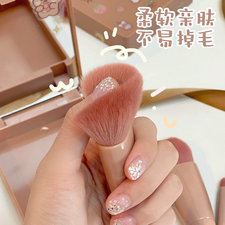 New Travel5Mirror Box Makeup Brush Set Portable Multifunctional Powder Brush Blush Brush Beauty Tool