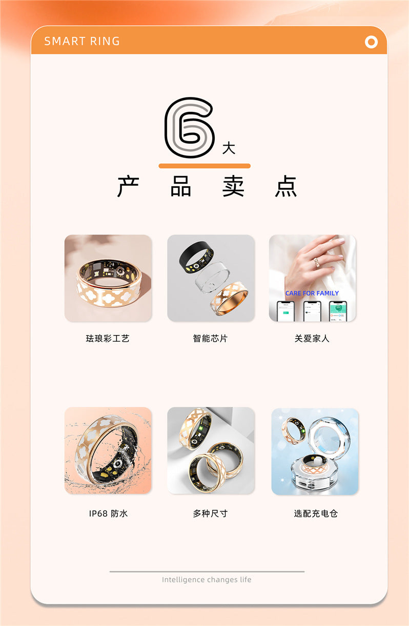 Cross-Border Hot-Selling Niche Black Technology R10M Enamel Color Smart Ring Heart Rate Blood Oxygen Sleep Monitoring Sports Photo
