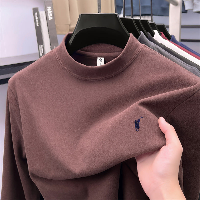 Cross-border foreign trade high-end pony embroidery men's long sleeve t Half Turtleneck Thermal Base Layer Shirt for Men Inner Wear