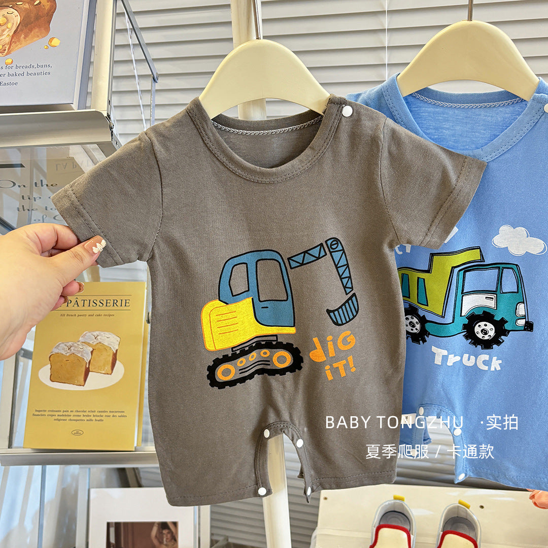 Pure Cotton Infant Jumpsuit Summer Pure Cotton Printed Korean Version Baby Romper Lightweight Breathable Unisex Baby Short Sleeve