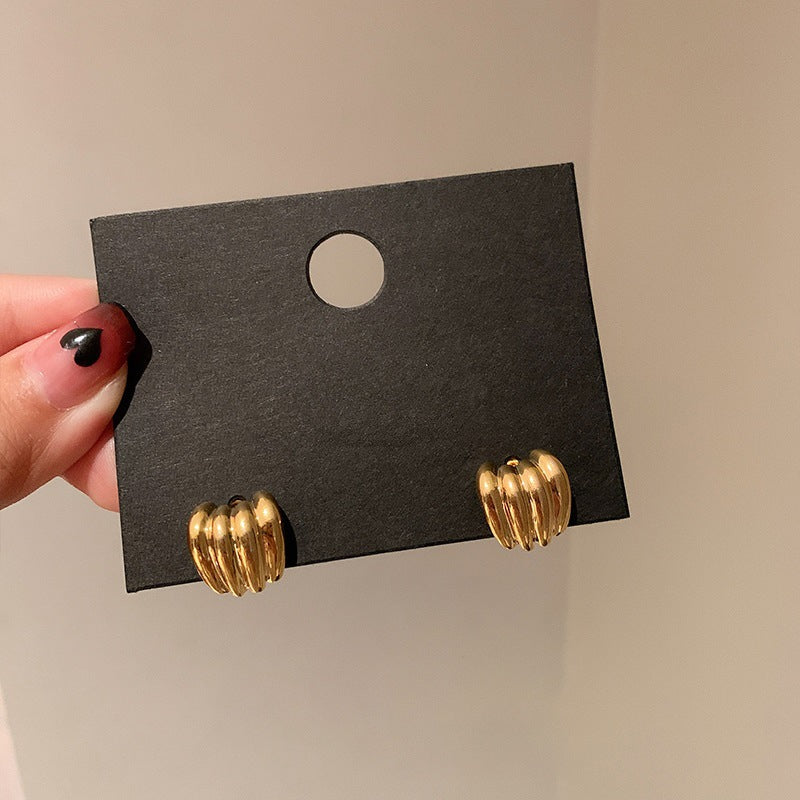 Silver Needle Metal Earrings High-end Simple Stud Earrings Fashion Versatile Light Luxury Unique Niche Earrings Yiwu Wholesale