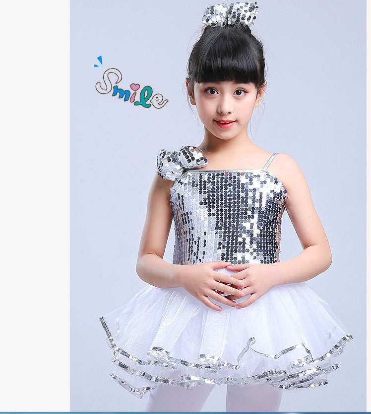 Kindergarten Performance Costume Children's Day Dance Costume for Girls Puffy Tulle Skirt Children's Jazz Dance Sequin Performance Dress