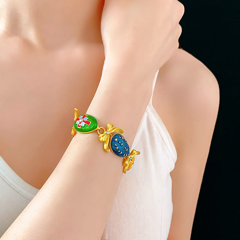 Medieval vintage Water Drop Flower Bow Necklace Palace Style Diamond Inlaid Oil Drop Collarbone Chain High-end Jewelry