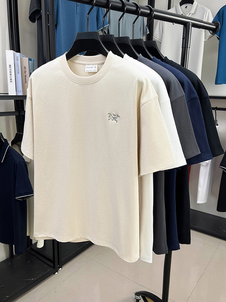 Cotton Short Sleeve T Men's T-Shirt Ancestor Bird Same Style Embroidered Fashion Wholesale Men's Round Neck Summer Thin T-Shirt