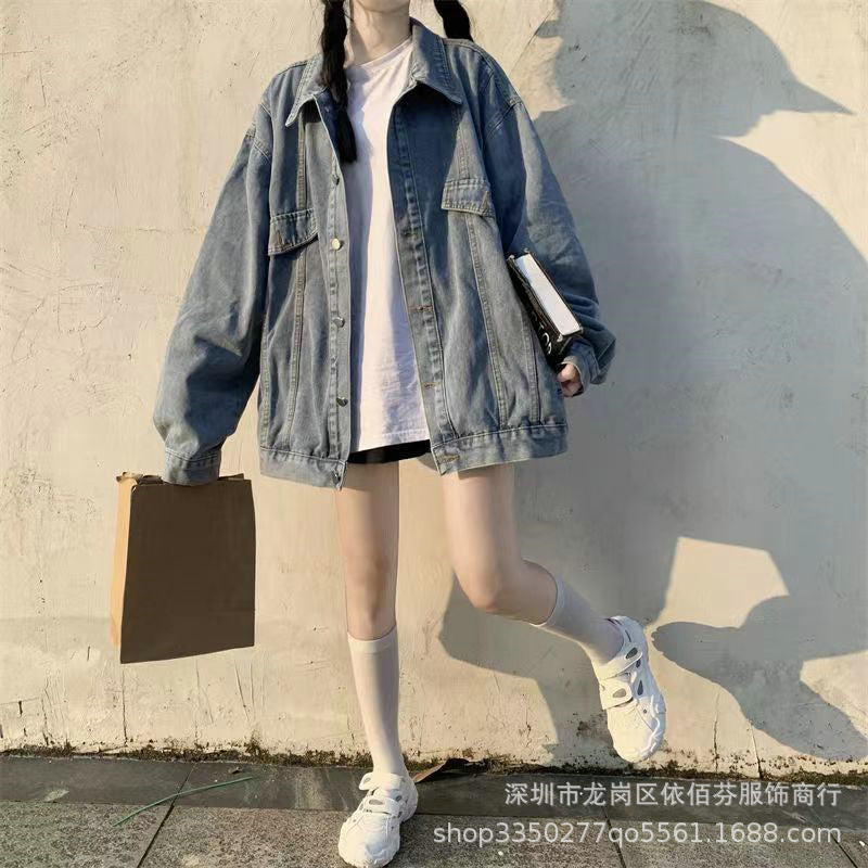 Spring and Autumn Foreign Trade Cross-Border Women's Denim Shirt Trendy Brand Korean Version Street Style Denim Top Women's Export Miscellaneous Denim Jacket