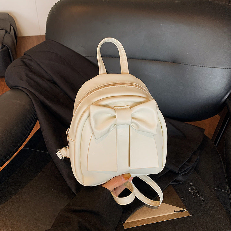 2025Summer New Niche Bow Backpack for Women, Stylish and Simple Handheld, Single Shoulder, Crossbody, and Double Shoulder Backpack