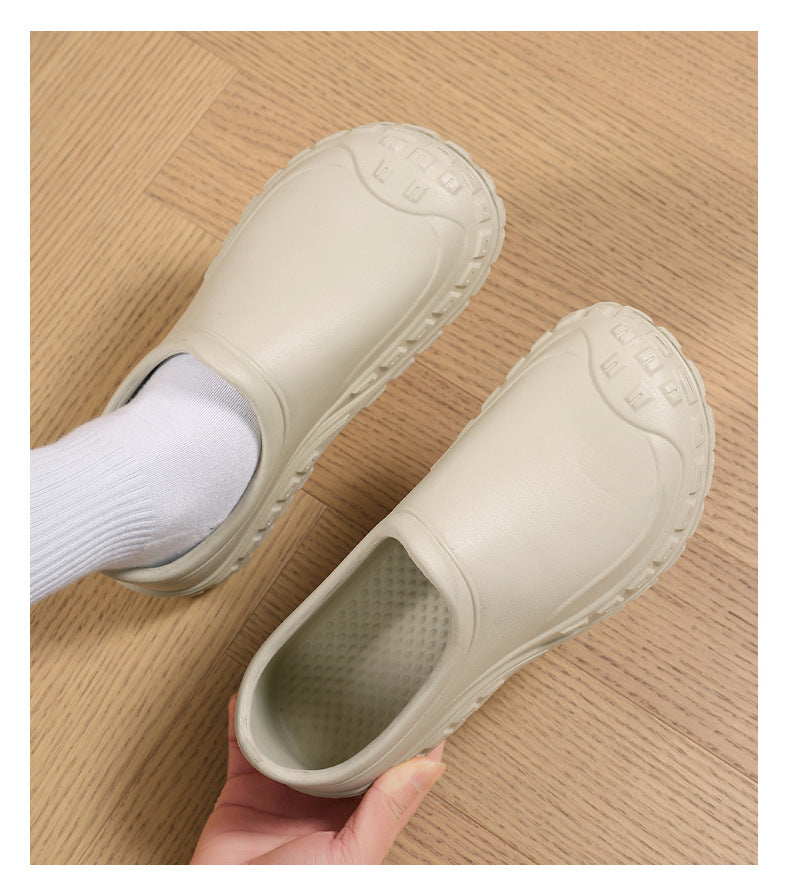 Chef Shoes for Men Spring Non-Slip Waterproof Oil-Proof Kitchen Shoes Black Thick Sole Slip-On Work Shoes for Women