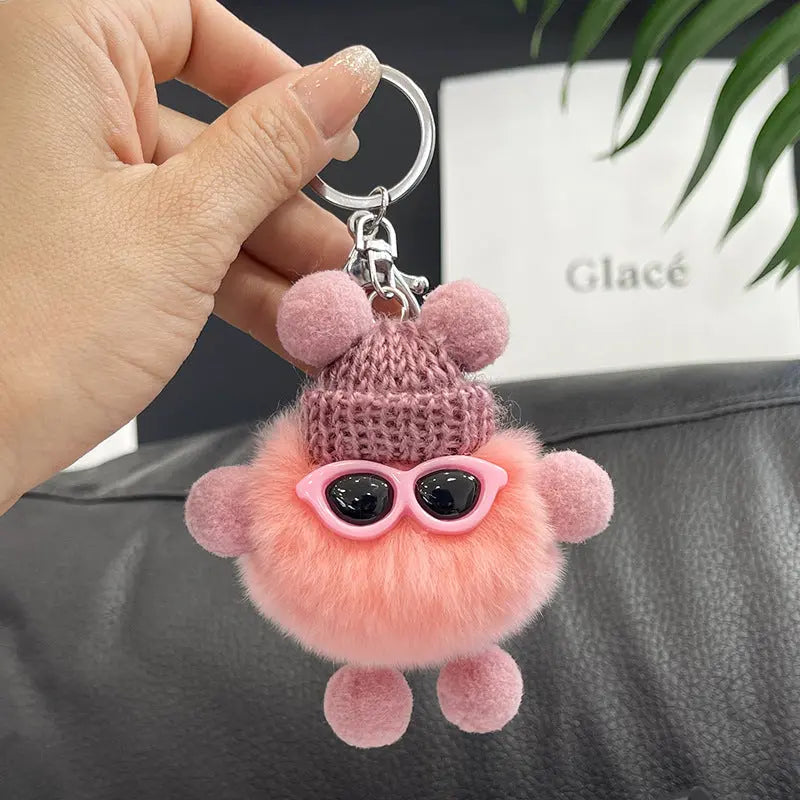 Rex Rabbit Fur Small Coal Ball Keychain Small Pendant Big Eyed Cartoon Plush Backpack Pendant High-end Small Gift http://detail.1688.com/offer/969101839202.html