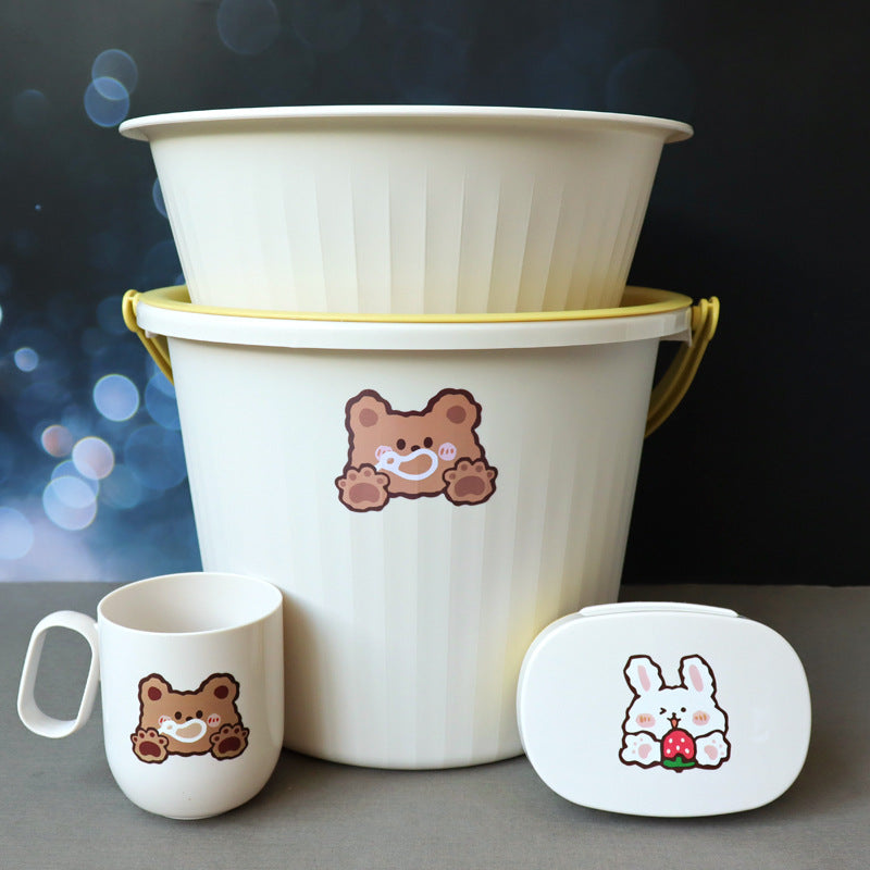 Back-to-School Season Toiletries Set Washbasin Bucket Tooth Cup Soap Dish Shoe Brush for Male and Female Students Dormitory11Set