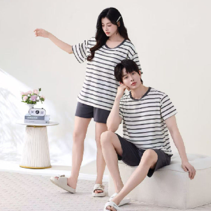 Foreign Trade Cross-Border Internet Celebrity Live Korean Version Cartoon Wearable Couple Short Sleeve Pajamas Homewear Summer Set Men's Pajamas