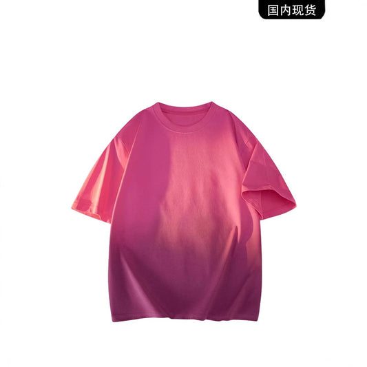 Modal Cotton Short Sleeve T Men's Summer New Gradient Color Loose Round Neck Shirt t Trendy Versatile Fashionable Shirt