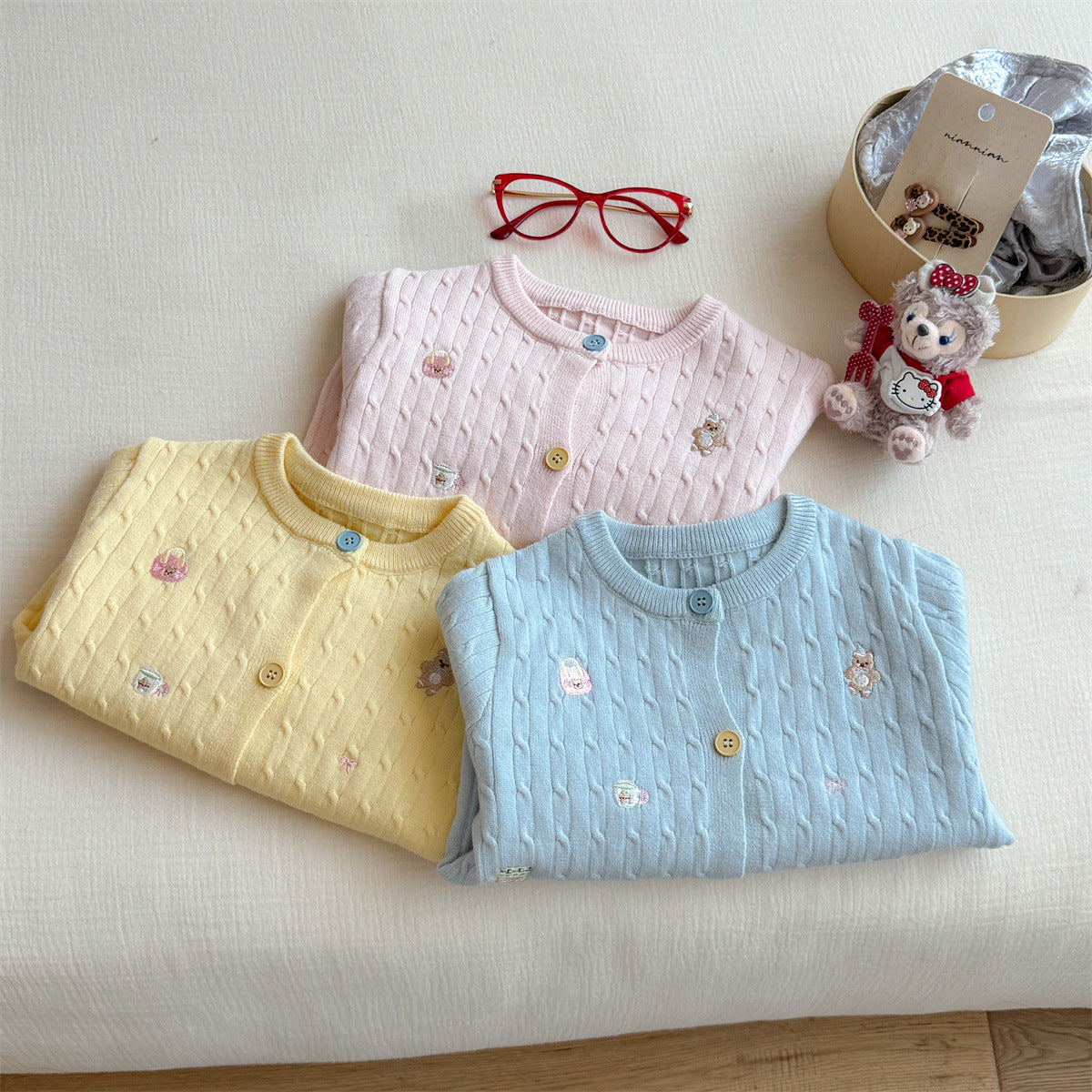 Sweet Little Girl Cute Embroidered Sweater Outerwear Baby Girl Children's Spring and Autumn New Style Girls' Knitted Cardigan Jacket