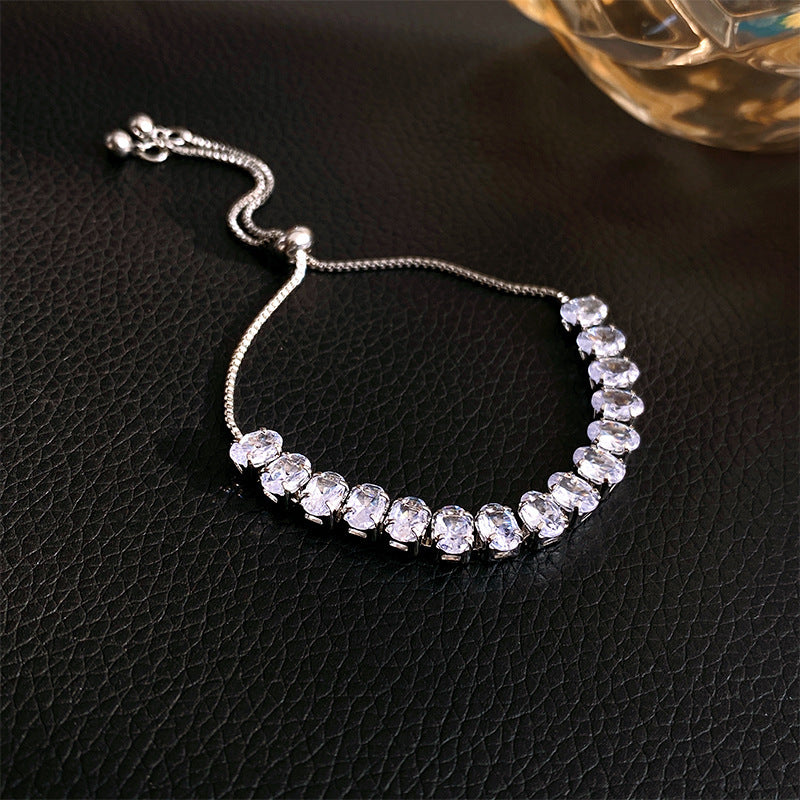 Xiaohongshu Same Style Hot-Selling Zircon Bracelet Light Luxury Niche Exquisite High-End Feel Adjustable Pull Jewelry for Women