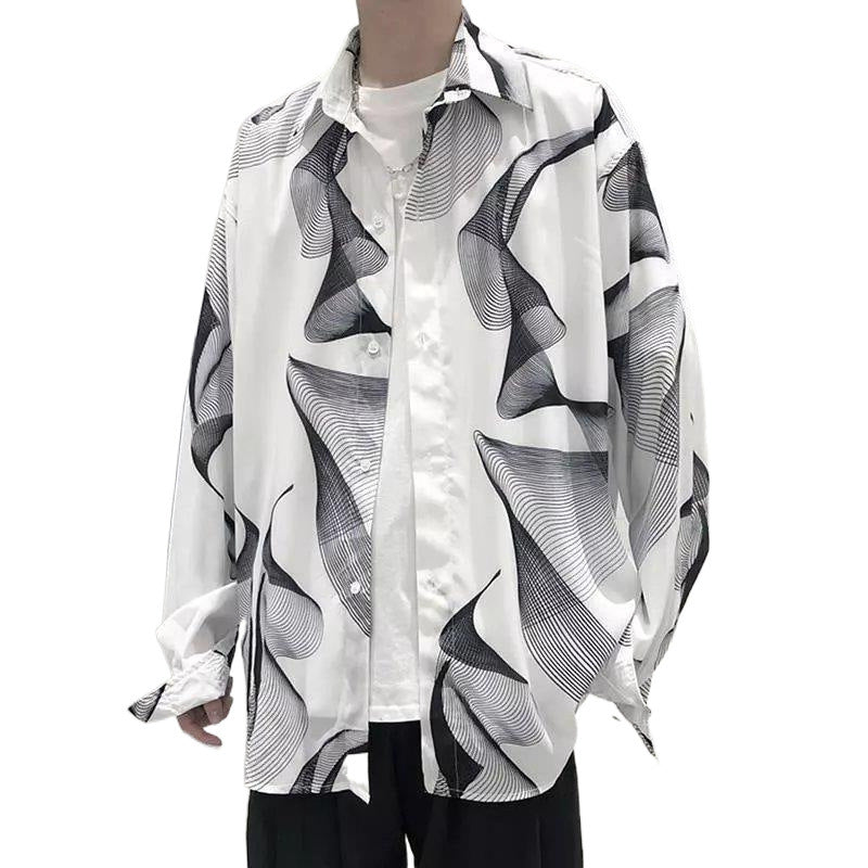 Autumn Hong Kong Style Cool Long Sleeve Shirt for Men Dark Style Design Top Youth Casual Loose Shirt