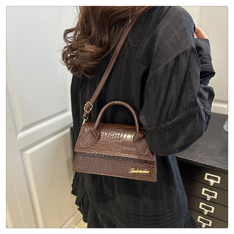 Korean style stone pattern single shoulder bag for women2025New Textured Handheld Small Square Bag Versatile Fashion Simple Crossbody Bag